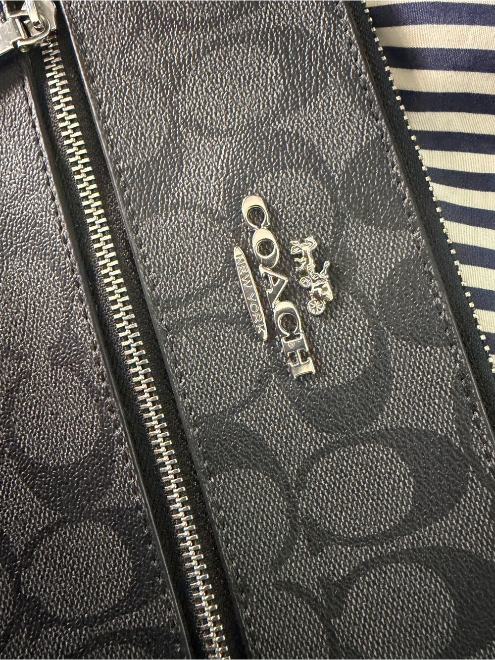 Coach Black Signature Zip-Front Crossbody Bag